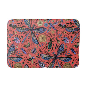 Tapete De Banheiro Insetos de porta em vermelho-coral