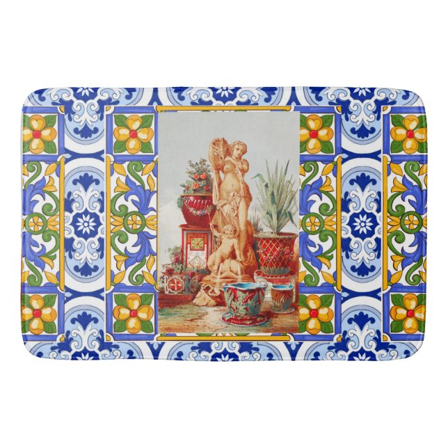 Tapete De Banheiro Italiano,Arte Siciliana,maióica,azulejos,arte barr (Frente)