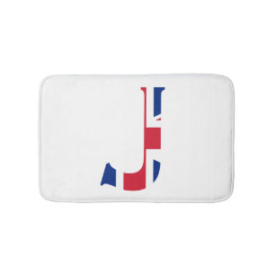 Tapete De Banheiro J Monograma sobreposto à bandeira de bandeira da U