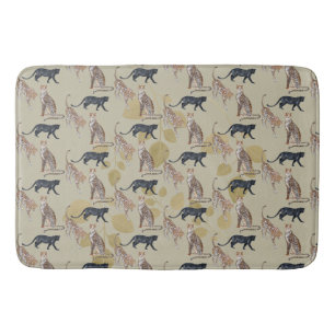 Tapete De Banheiro Jaguar e Gatos Leopardo Bohemianos Estampado