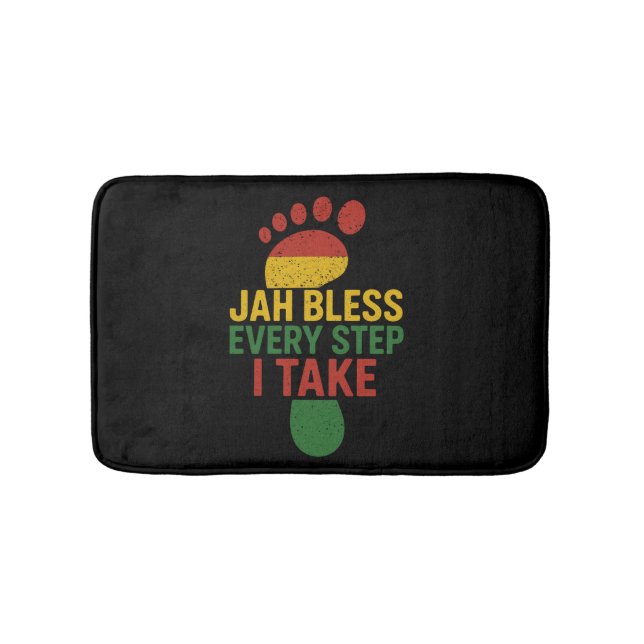 Tapete De Banheiro Jah Bless Every Step I take Rastafarian Flag Rasta (frente)