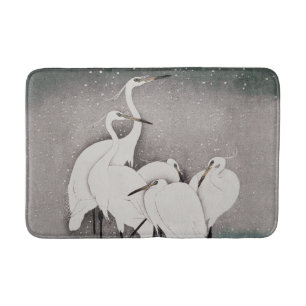 Tapete De Banheiro Japonês Egrets Koson Cranes Winter Snow