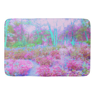 Tapete De Banheiro Jardim Abstrato de cor rosa impressionista e turqu