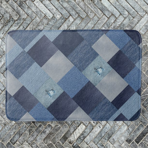 Tapete De Banheiro Jeans Patchwork Denim Tecido
