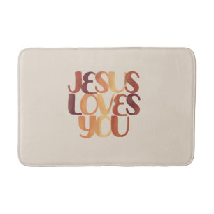 Tapete De Banheiro Jesus Ama o Design de Tipografia Cristã