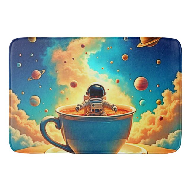 Tapete De Banheiro Jornada Cósmica do Café do Astronauta (Frente)