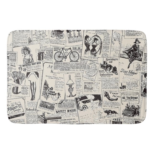 Tapete De Banheiro Jornal Vintage  (Frente)