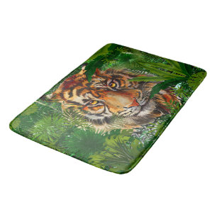 Tapete De Banheiro Jungle Tiger Bath Mat Arte Colorida
