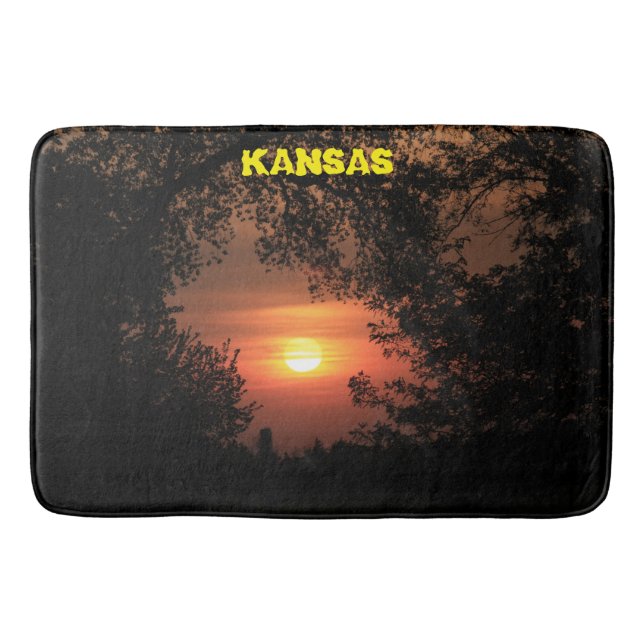 Tapete De Banheiro Kansas Sunset com árvore Silhouettes Bath Mat (Frente)