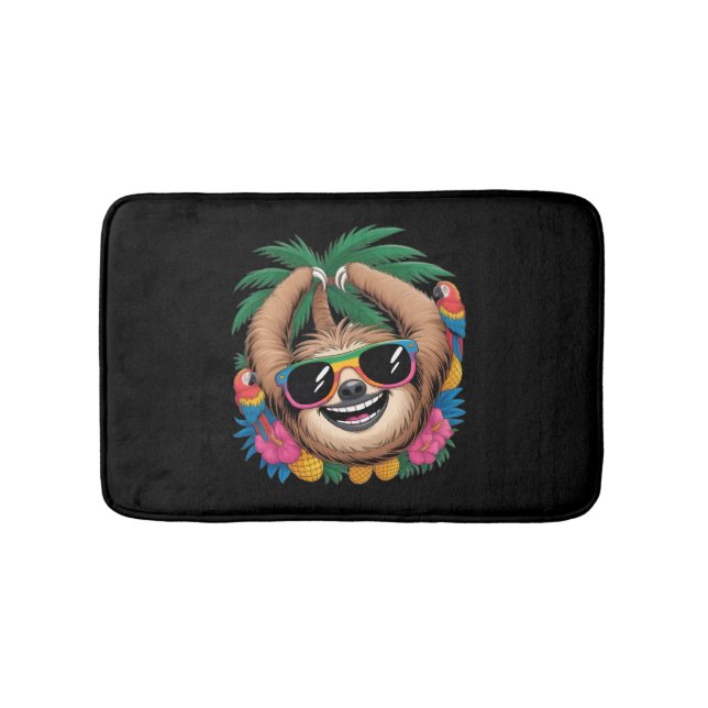 Tapete De Banheiro Kawaii Tropical Sloth – Cute Summer Vibes Rainbow  (frente)