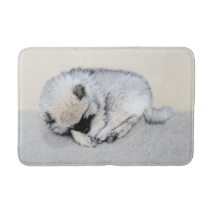 Tapete De Banheiro Keeshond Dormindo Puppy Pintura Original