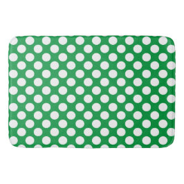 Tapete De Banheiro Kelly Green: Grande padrão de Bolinhas branca