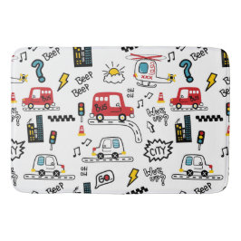 Tapete De Banheiro Kids Playful Transport Pattern 