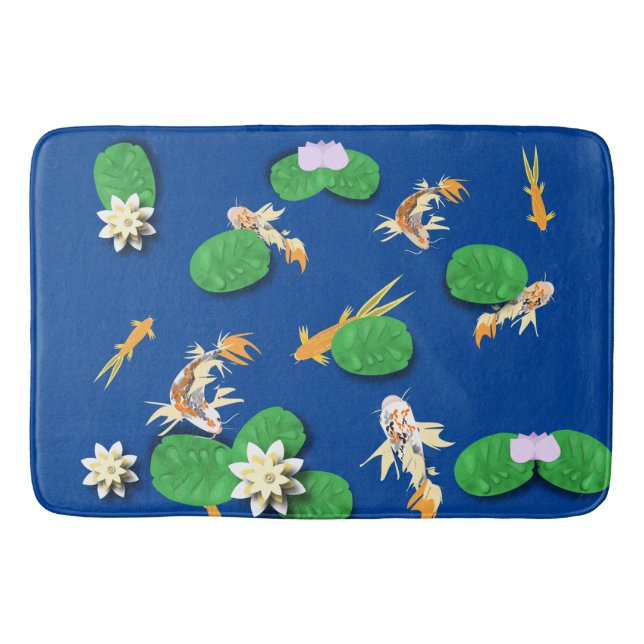 Tapete De Banheiro Koi Carp e Water Lily (Frente)
