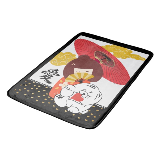 Tapete De Banheiro KOKESHI LOVE  Chow dog heart CRATE MAT (Angulado)