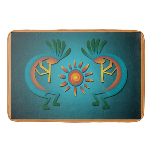 Tapete De Banheiro Kokopelli Sun Sudoeste Turquoise Bath Mat (Frente)