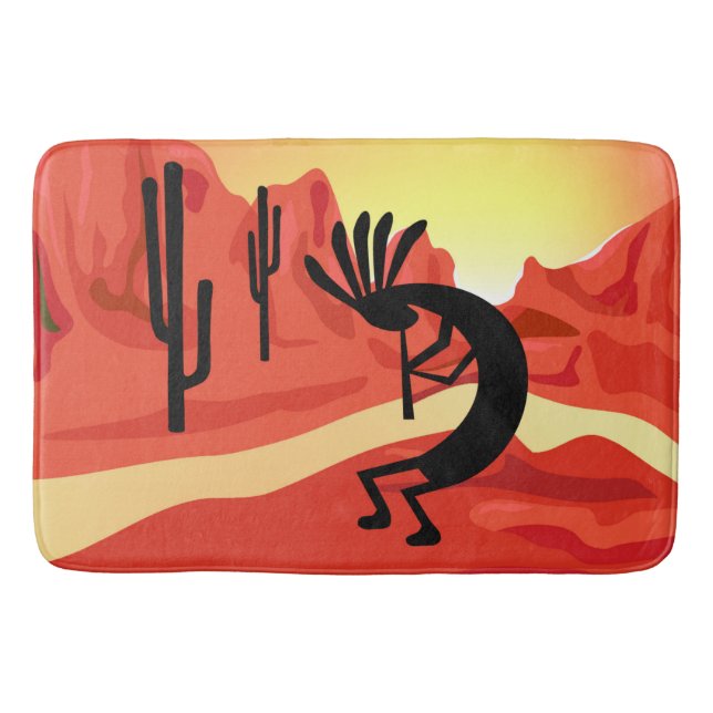 Tapete De Banheiro Kokopelli Sunset Desert Landscape Bath Mat (Frente)
