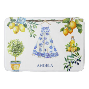 Tapete De Banheiro La Dolce Vita Lemon Blue Itália