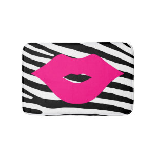 Tapete De Banheiro Lábios de moda beijam glamour rosa-feminino-zebra