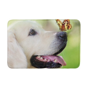 Tapete De Banheiro Labrador E Travesseiro decorativo De Borboleta