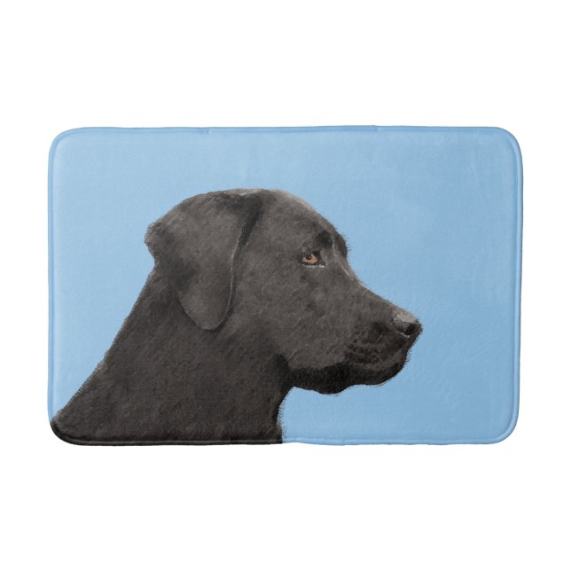 Tapete De Banheiro Labrador Retriever Black Pintura Original (Frente)