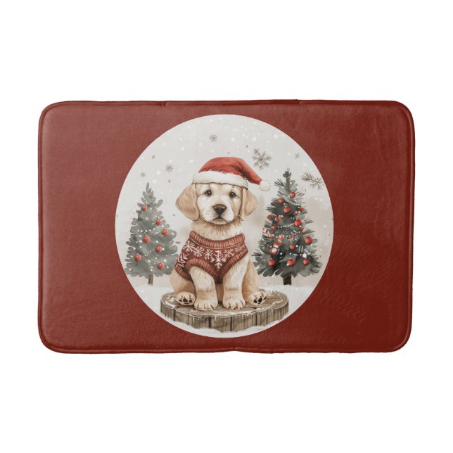 Tapete De Banheiro Labrador Retriever Christmas Puppy (Frente)