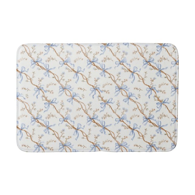 Tapete De Banheiro Laços Azuis Creme (Frente)