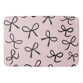 Tapete De Banheiro Laços Pretos Pequenos Fofo da Moda Rosa