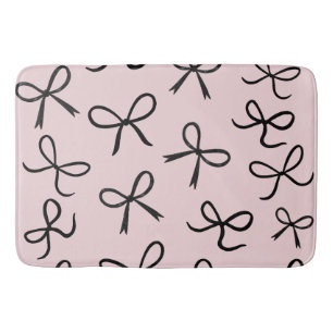 Tapete De Banheiro Laços Pretos Pequenos Fofo da Moda Rosa