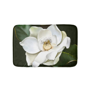 Tapete De Banheiro Lado a fundo verde da Magnolia Branca