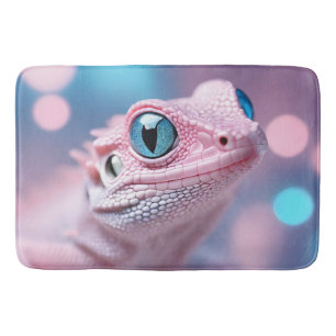Tapete De Banheiro Lagarto Rosa Bonito com Olhos Azuis Grandes