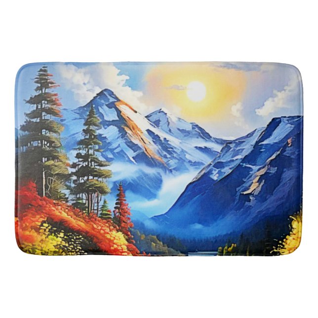 Tapete De Banheiro Lago Montanha: Vista Cênnica (Frente)