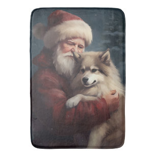 Tapete De Banheiro Lapphund Santa Claus Festivo