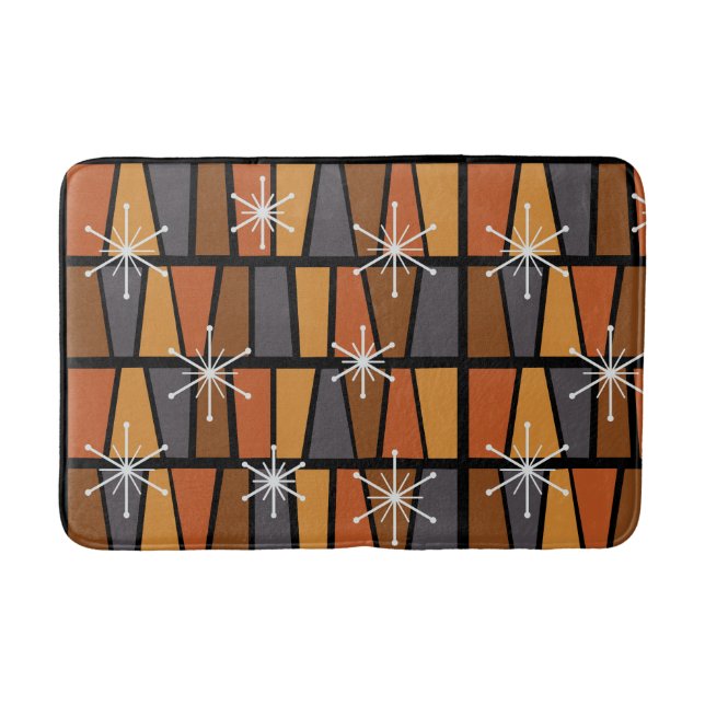 Tapete De Banheiro Laranja Abstrato de MCM geométrico (Frente)