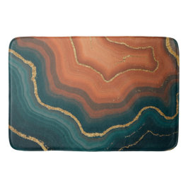 Tapete De Banheiro Laranja Azul e Inspirado em Geodo Dourado