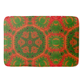 Tapete De Banheiro Laranja e Verde Caleidoscópio Bath Mat