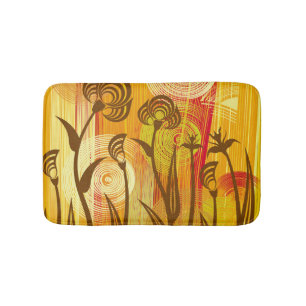 Tapete De Banheiro Laranja Floral: Padrão de Fundo Vibrante