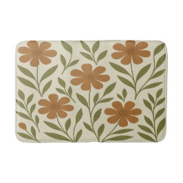 Tapete De Banheiro Laranja Flores Bath Mat