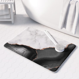 Tapete De Banheiro Largura Dourada Rosa de Agato Preto-Marble Branco