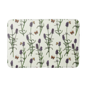 Tapete De Banheiro Lavanda e borboletas esbranquiçadas