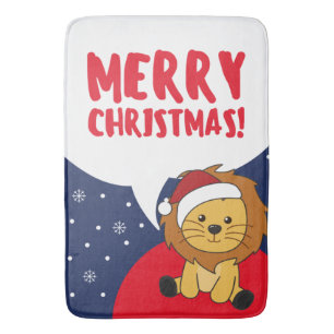 Tapete De Banheiro Leão Natal Neve Animais de inverno Leões Bath Mat