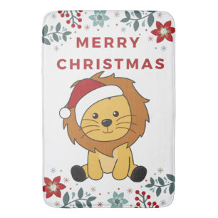 Tapete De Banheiro Leão Natal Neve Animais de inverno Leões Bath Mat