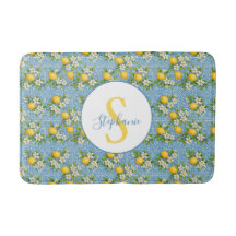 Lemon Watercolor Blue Tile Pattern Personalized