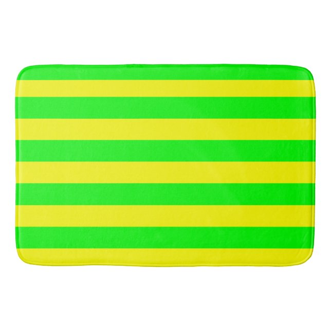 Tapete De Banheiro Lemon Yellow and Lime Green Stripes  (Frente)