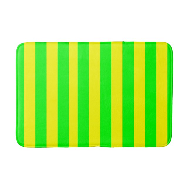 Tapete De Banheiro Lemon Yellow and Lime Green Stripes  (Frente)
