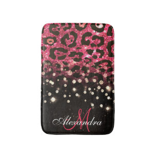 Tapete De Banheiro Leopardo cor-de-rosa, impressão e diamantes