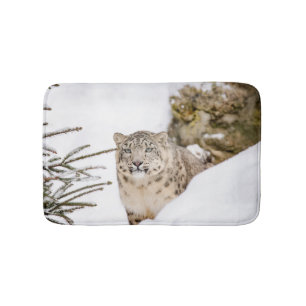 Tapete De Banheiro Leopardo de Neve na Neve
