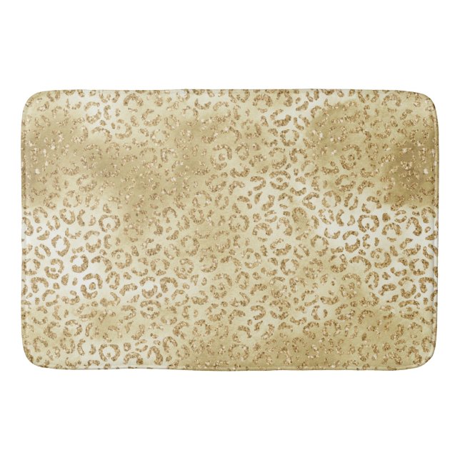Tapete De Banheiro Leopardo Glitter do Ombre Amarelo Dourado        (Frente)
