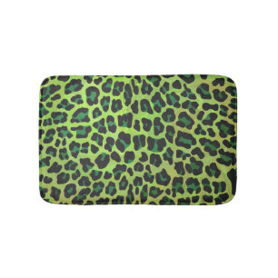 Tapete De Banheiro Leopardo Negro e Impressão Verde