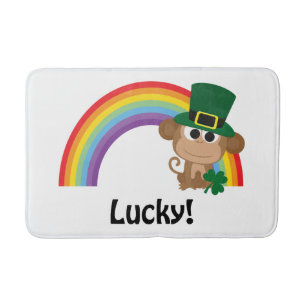 Tapete De Banheiro Leprechaun afortunado do macaco